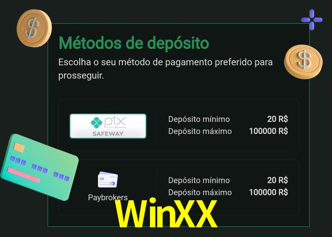 O cassino WinXX oferece uma grande variedade de métodos de pagamento
